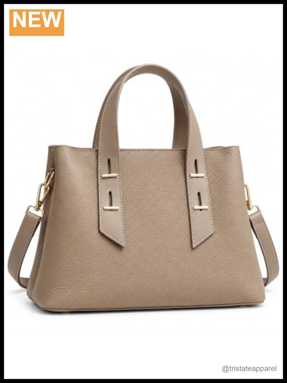 Top Grain Leather Satchel Handbag with Adjustable Crossbody Strap